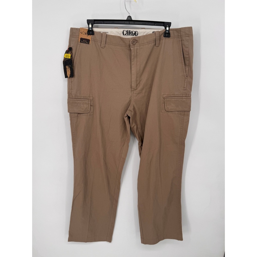 Roundtree & Yorke Cargo Pants Mens 40x30 Khaki NWT Utility Straight Leg Cotton